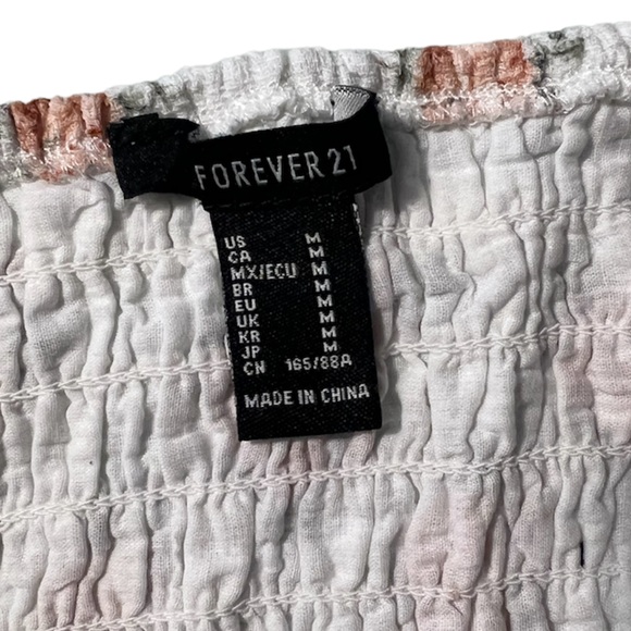 Forever 21 - Floral Cottage Smocked Crop Top - Size Medium - Picture 6 of 7